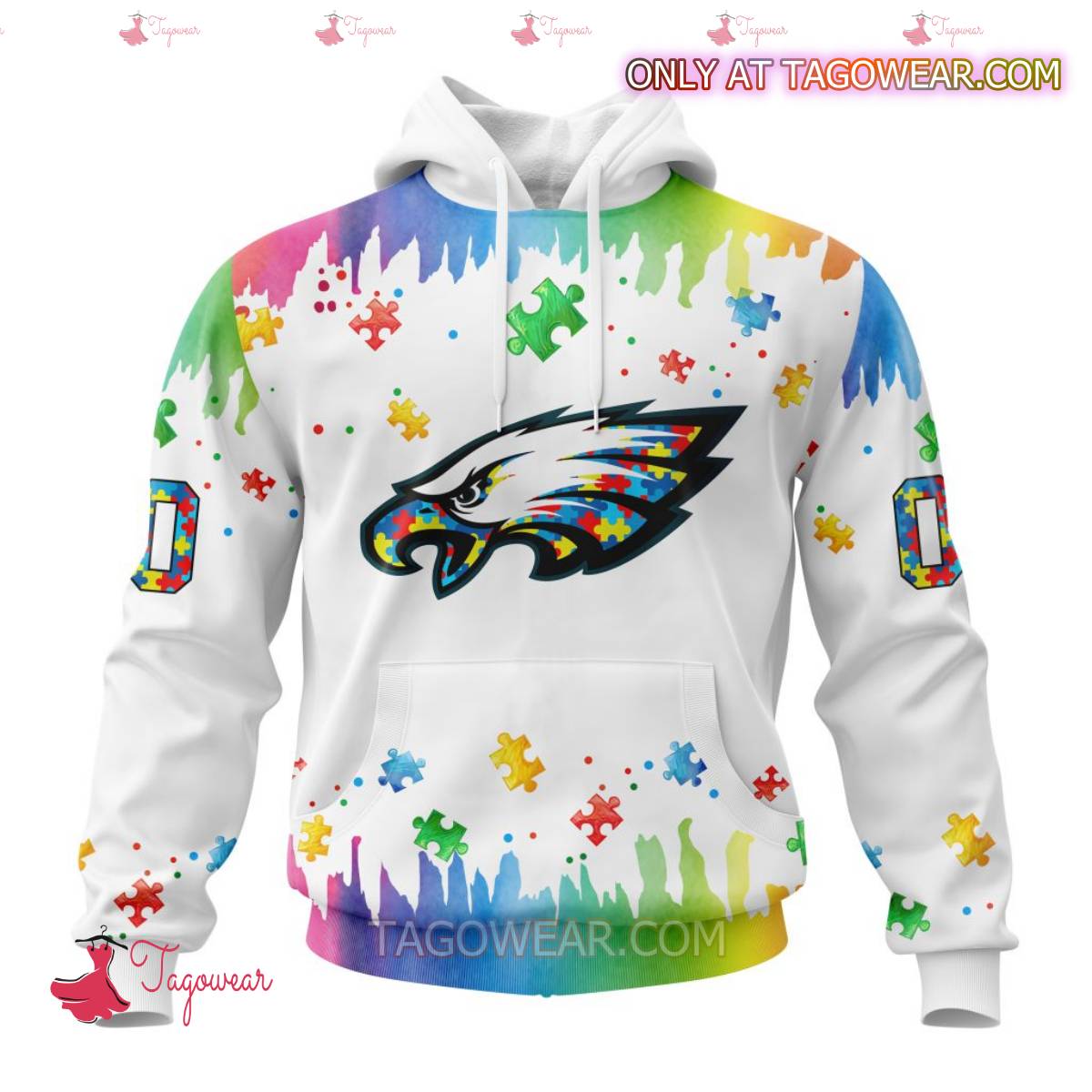 NFL Philadelphia Eagles Autism Awareness Rainbow Splash Personalized T-shirt, Hoodie