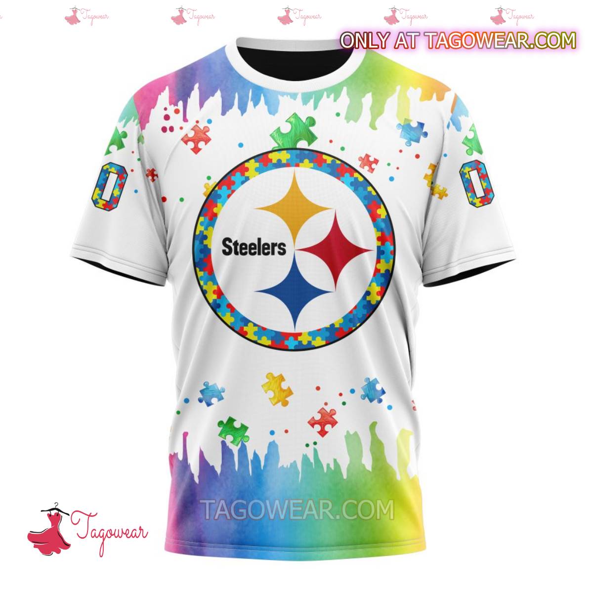 NFL Pittsburgh Steelers Autism Awareness Rainbow Splash Personalized T-shirt, Hoodie x