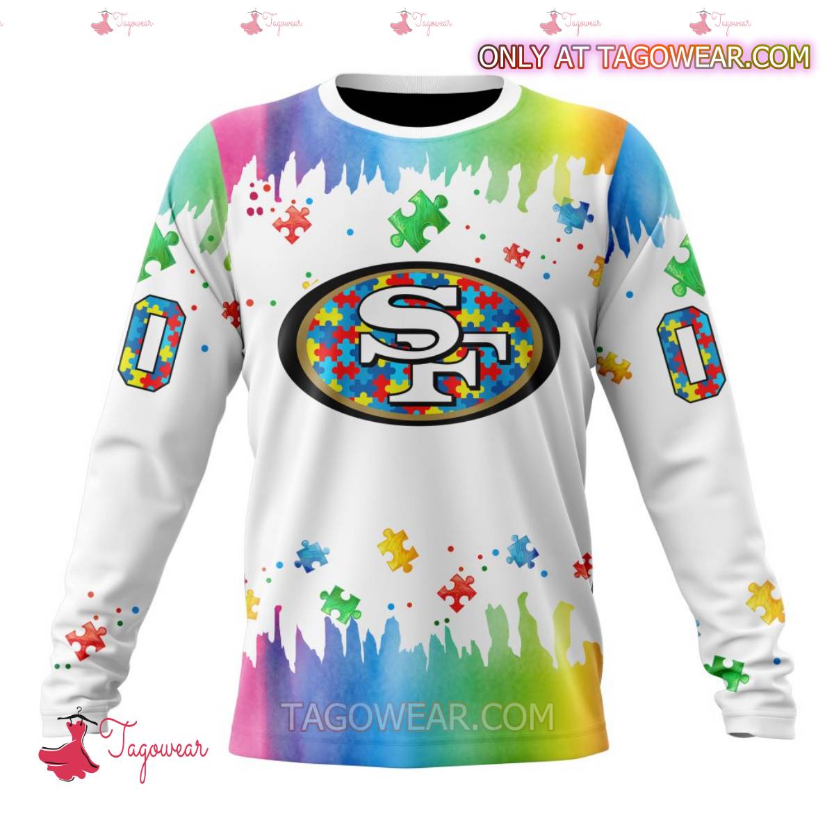 NFL San Francisco 49ers Autism Awareness Rainbow Splash Personalized T-shirt, Hoodie b