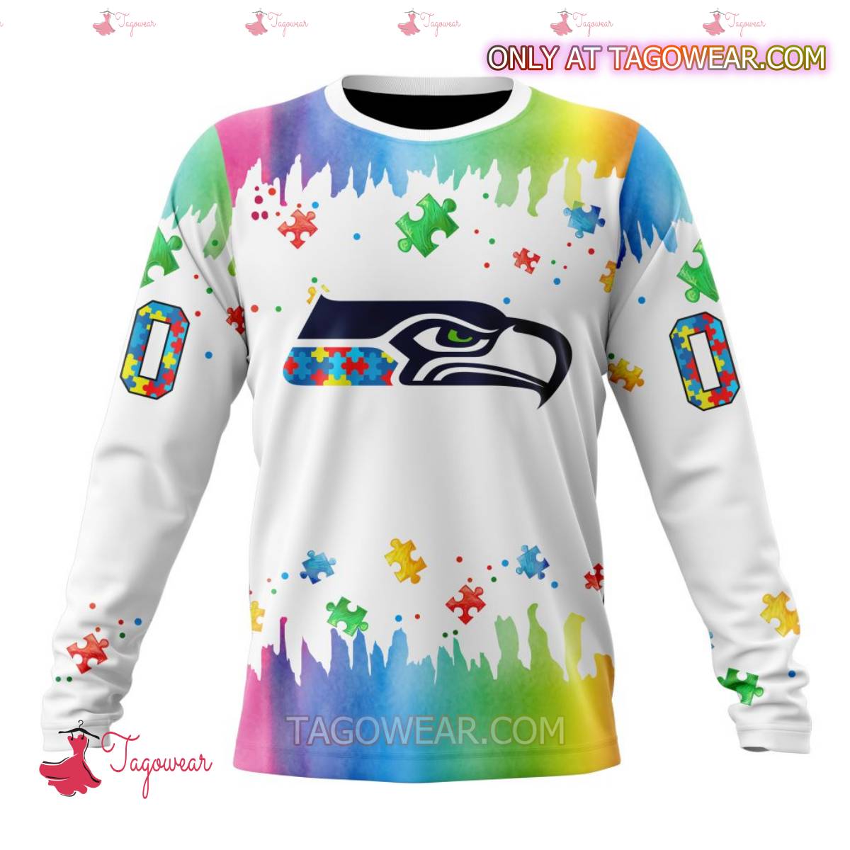 NFL Seattle Seahawks Autism Awareness Rainbow Splash Personalized T-shirt, Hoodie b