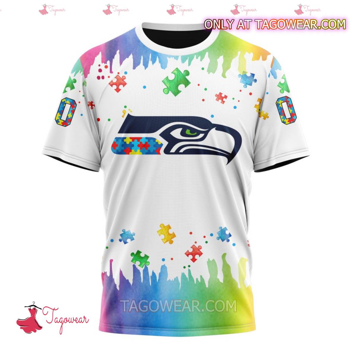 NFL Seattle Seahawks Autism Awareness Rainbow Splash Personalized T-shirt, Hoodie x