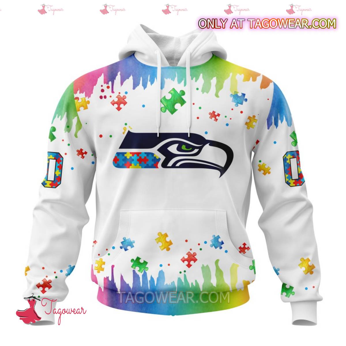 NFL Seattle Seahawks Autism Awareness Rainbow Splash Personalized T-shirt, Hoodie