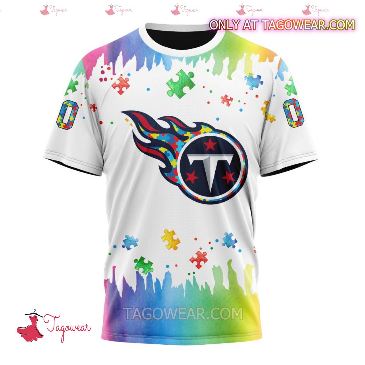 NFL Tennessee Titans Autism Awareness Rainbow Splash Personalized T-shirt, Hoodie x