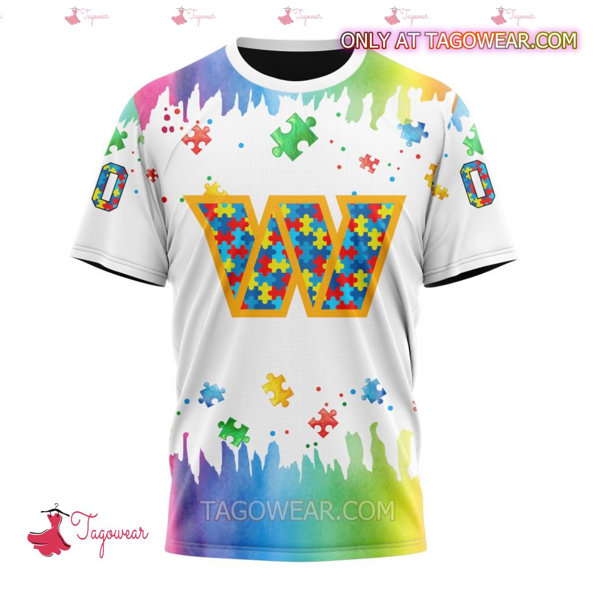 NFL Washington Commanders Autism Awareness Rainbow Splash Personalized T-shirt, Hoodie x