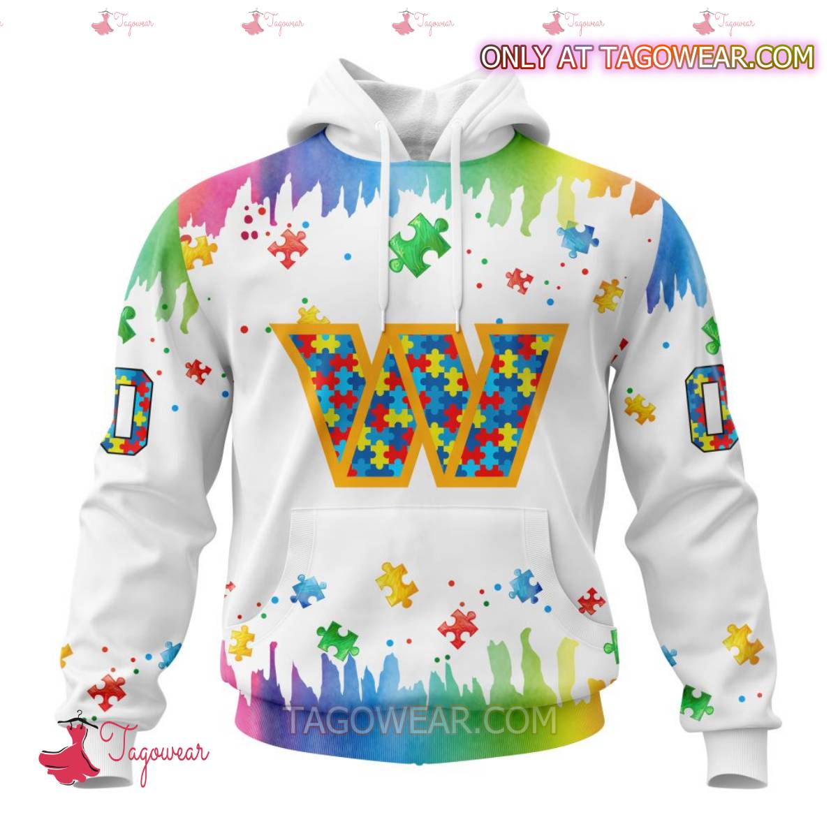 NFL Washington Commanders Autism Awareness Rainbow Splash Personalized T-shirt, Hoodie