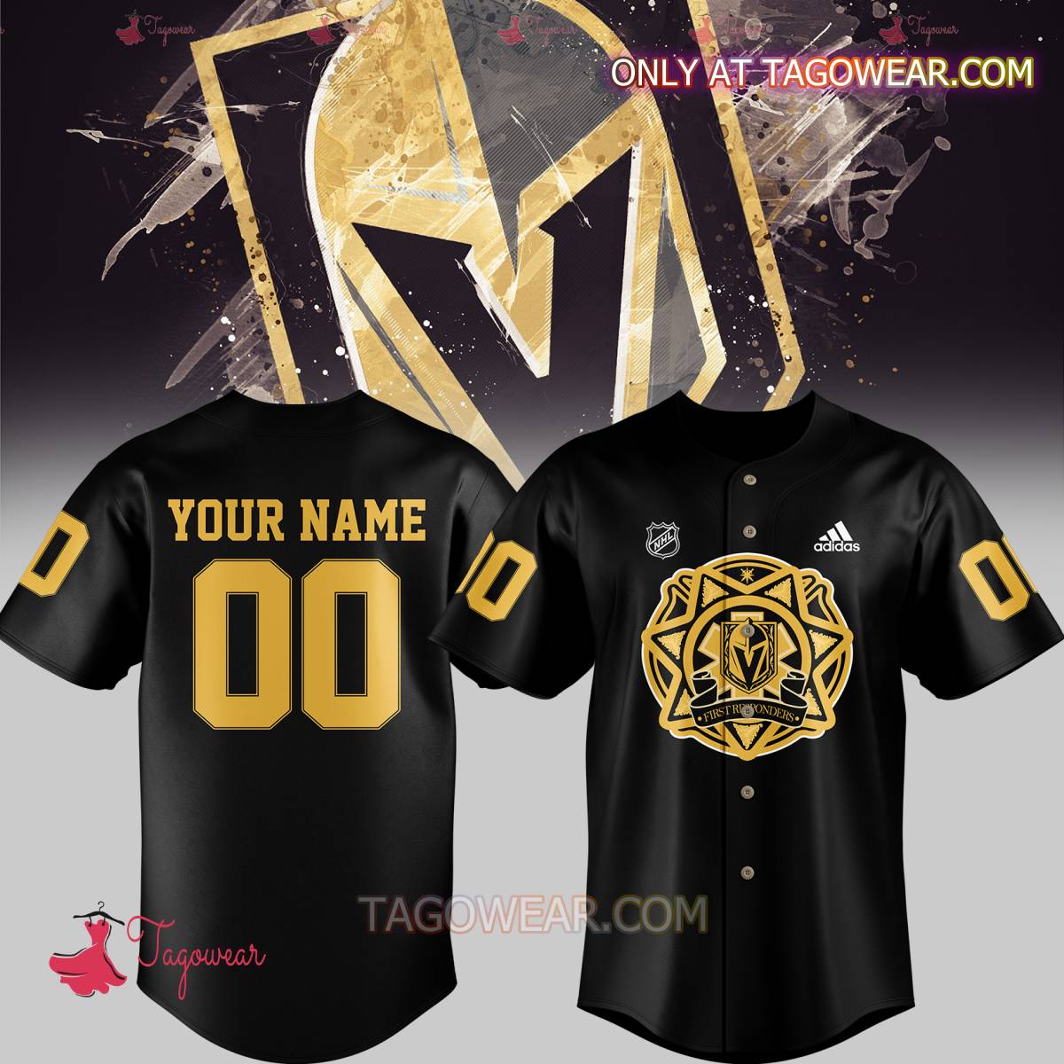 NHL Vegas Golden Knights Honoring Our First Responders Personalized Baseball Jersey
