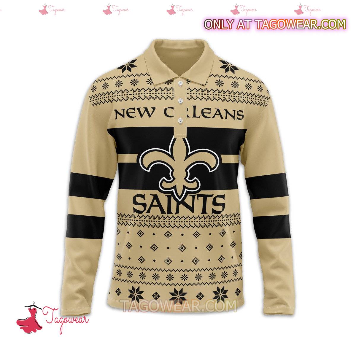 New Orleans Saints Personalized Ugly Polo Long Sleeve a
