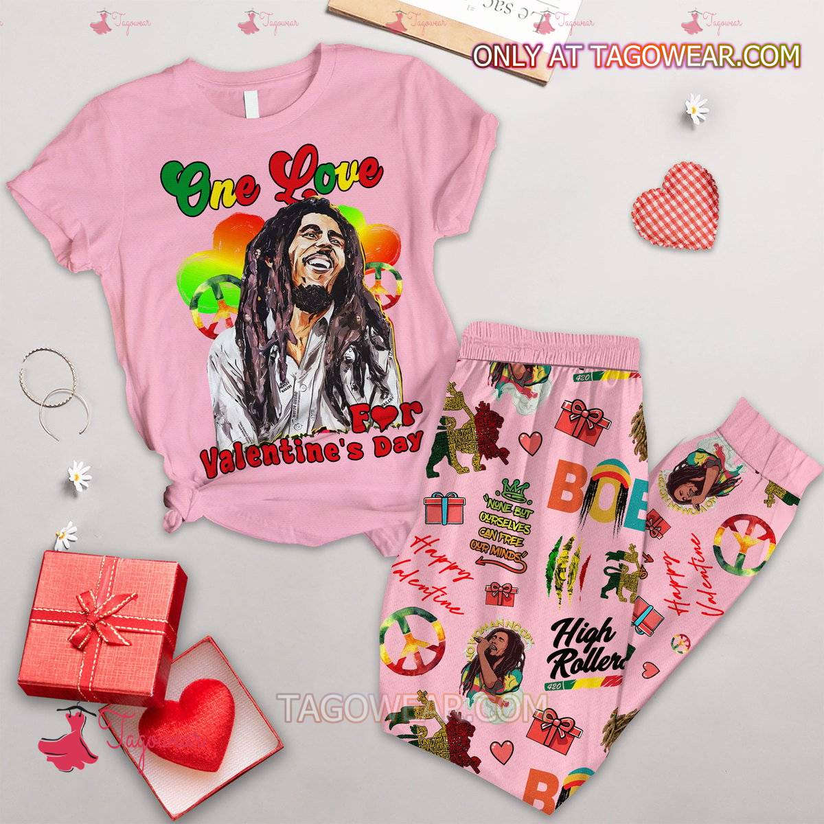 One Love For Valentine's Day Bob Marley Pajamas Set