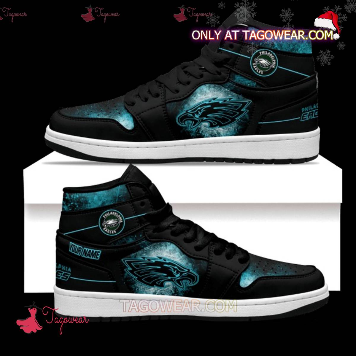 Philadelphia Eagles Green Abstract Personalized Air High Top Shoes b