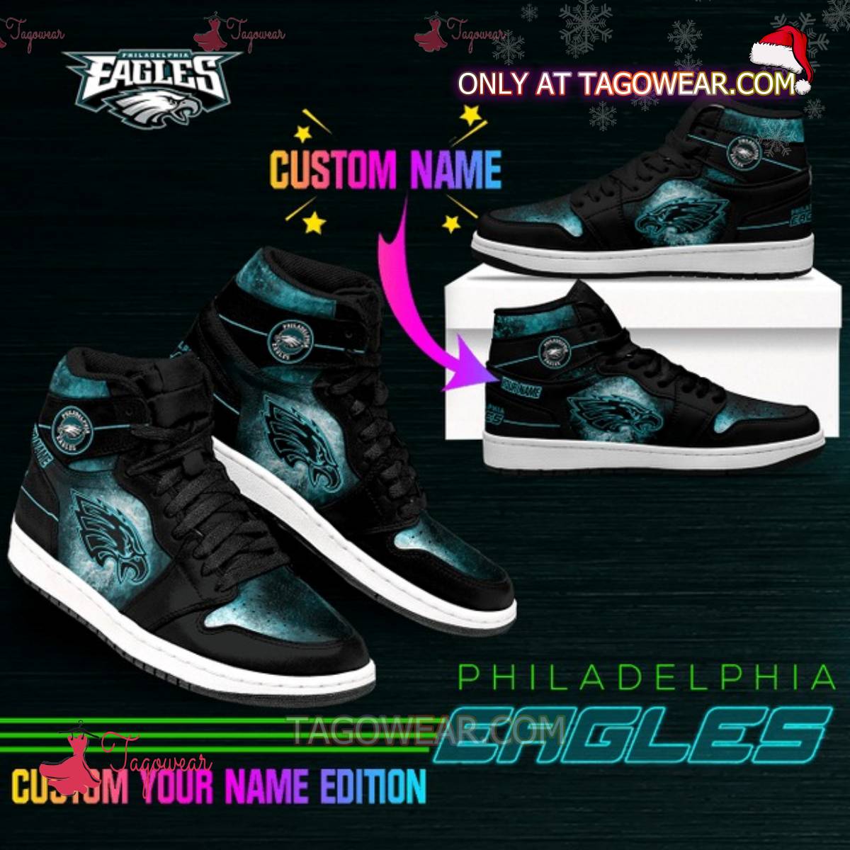 Philadelphia Eagles Green Abstract Personalized Air High Top Shoes