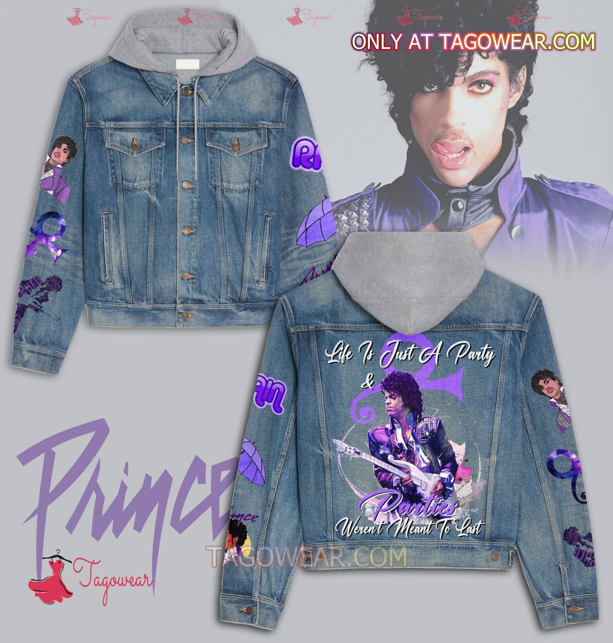 Prince Life Is Just A Party And Parties Weren't Meant To Last Jean Hoodie Jacket