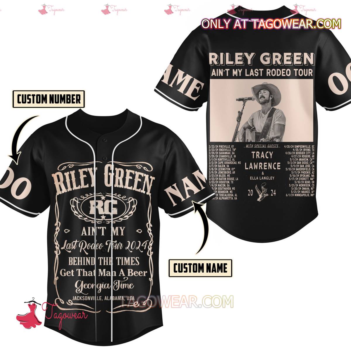 Riley Green Ain't My Last Rodeo Tour Personalized Baseball Jersey