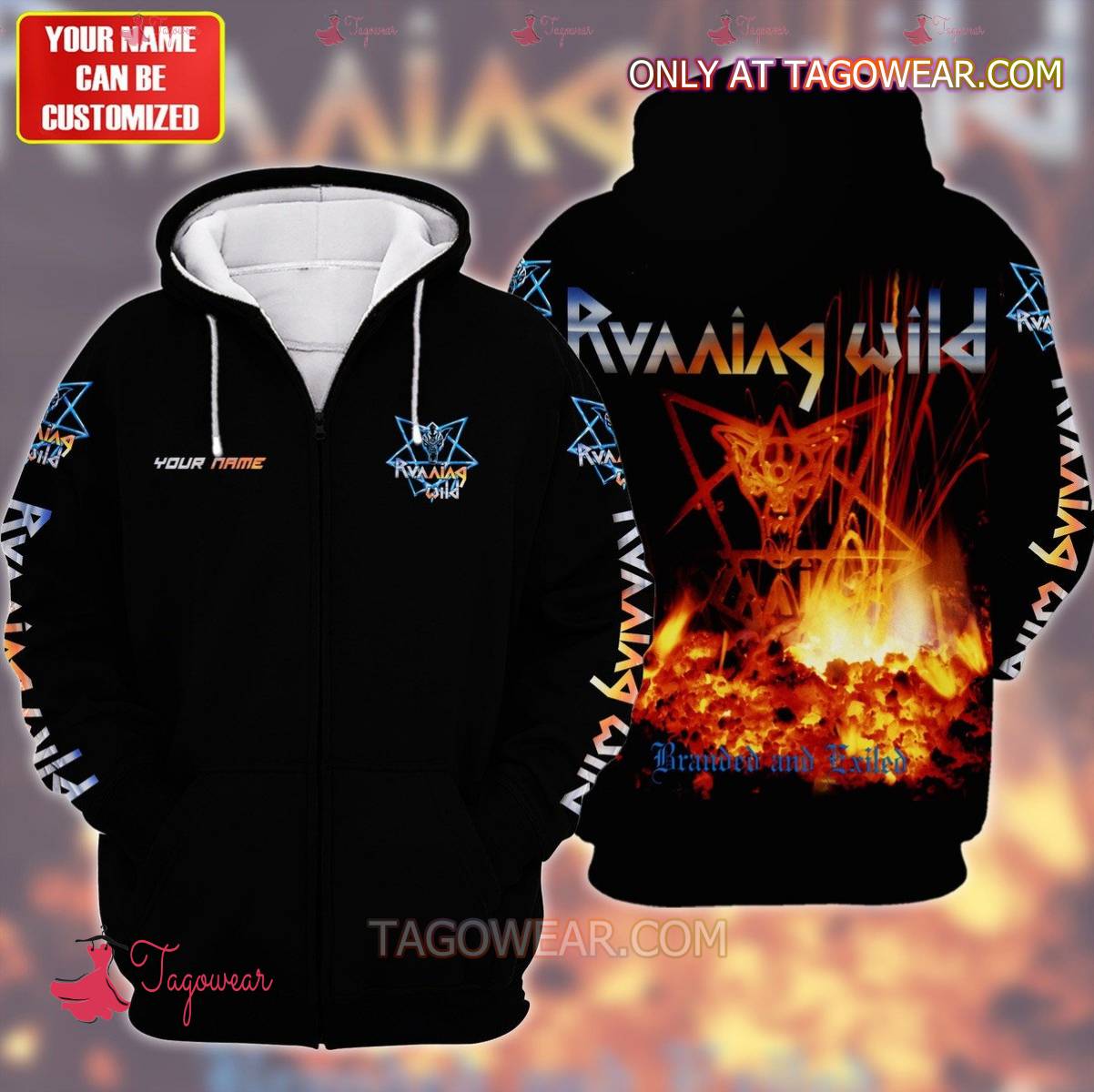 Running Wild Branded And Exiled Personalized Fleece Hoodie a