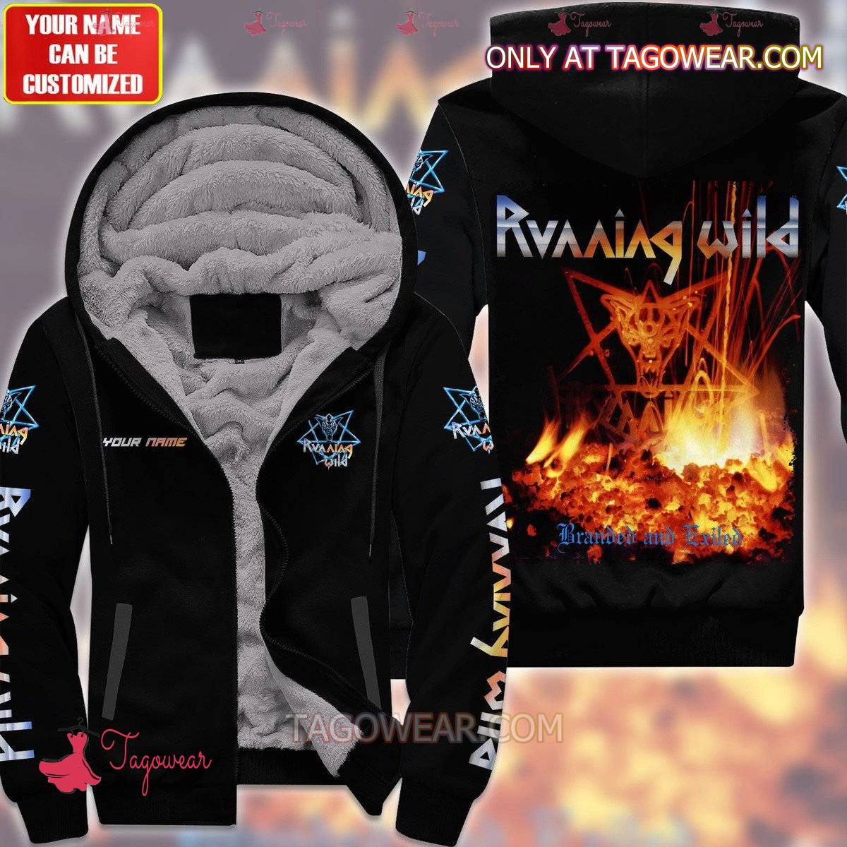 Running Wild Branded And Exiled Personalized Fleece Hoodie