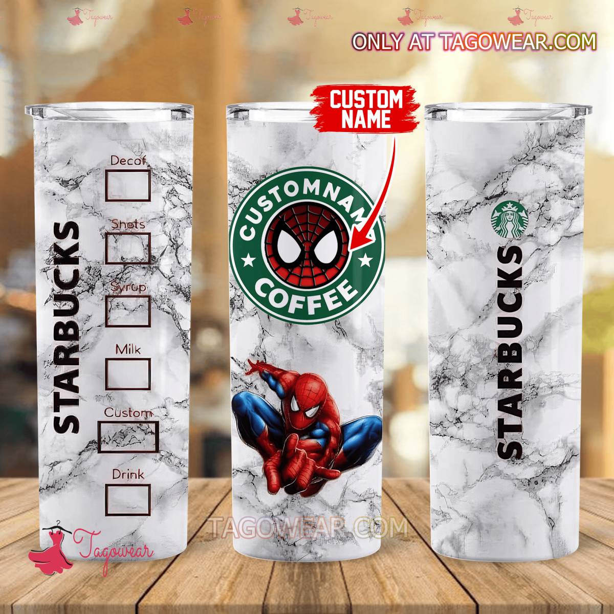Spider-man Starbucks Coffee Personalized Skinny Tumbler