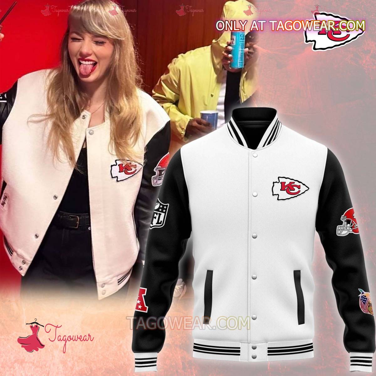 Taylor Swift Wearing Kansas City Chiefs Baseball Jacket