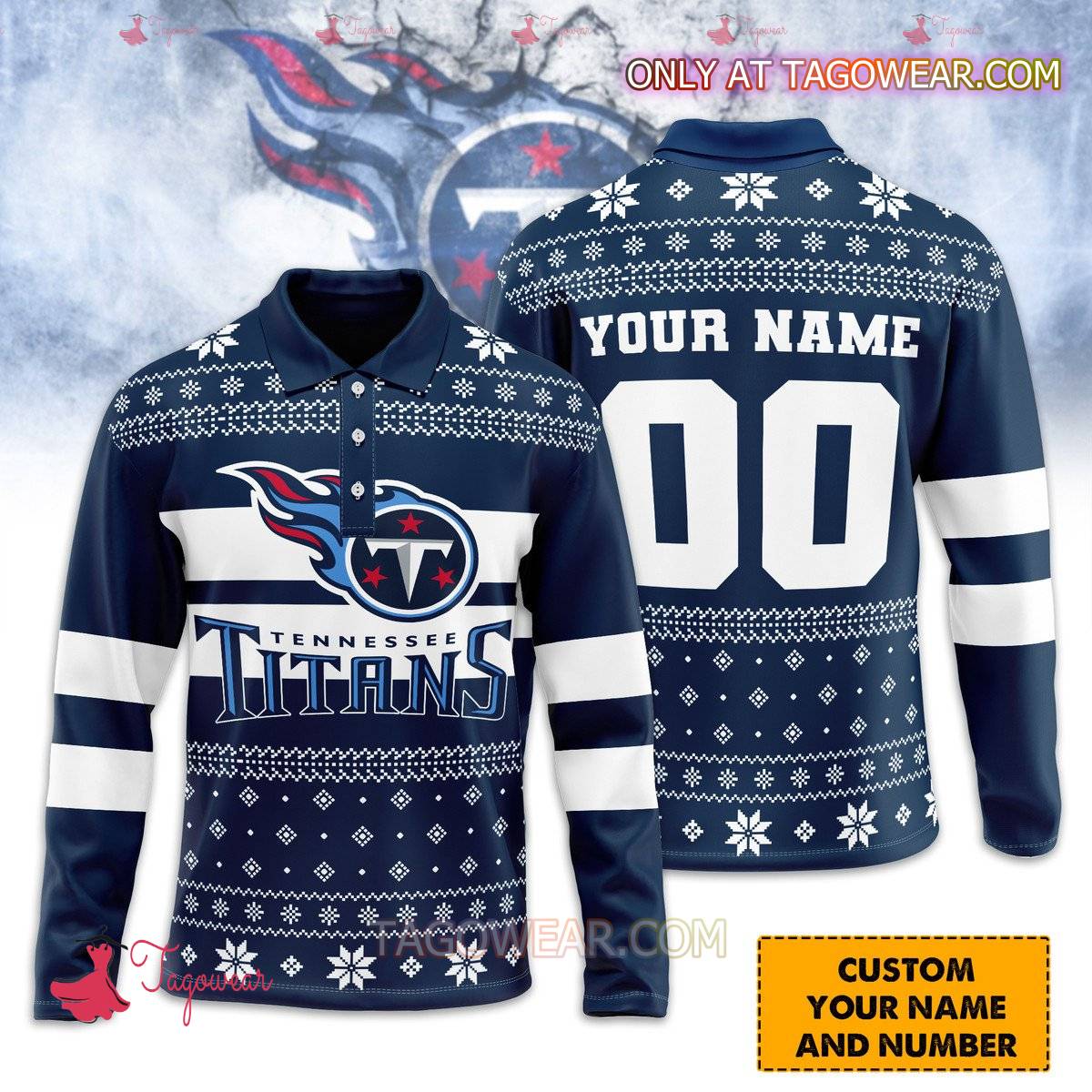 Tennessee Titans Personalized Ugly Polo Long Sleeve