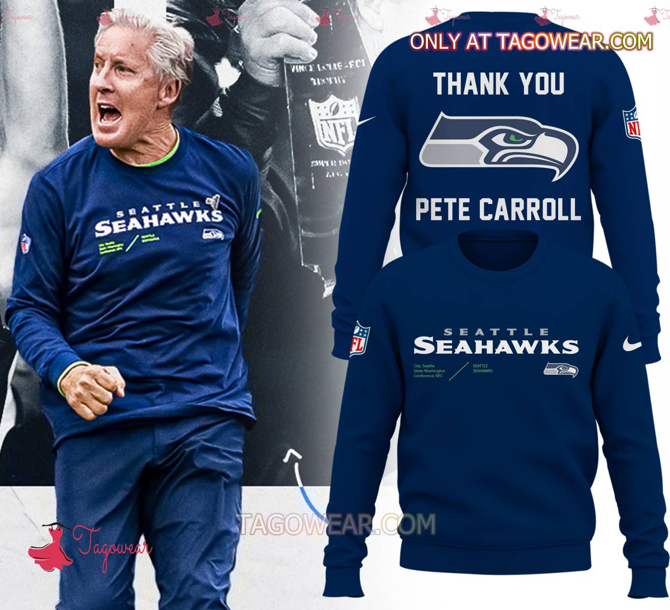 Thank You Coach Pete Carroll Seattle Seahawks Sweatshirt