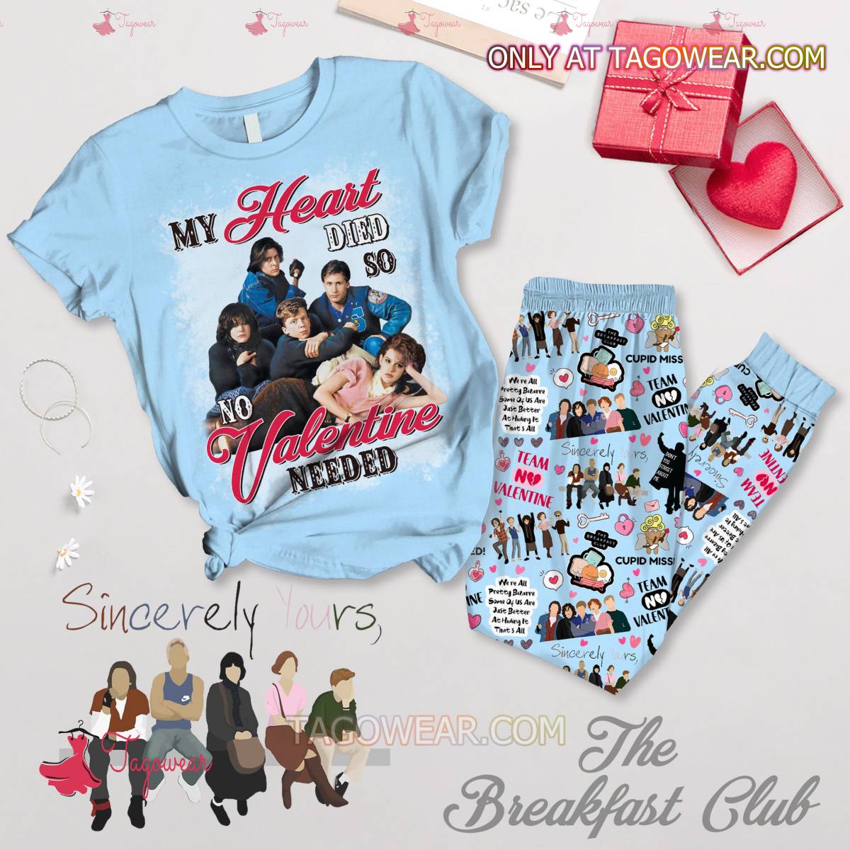 The Breakfast Club My Heart Died So No Valentine Needed Pajamas Set