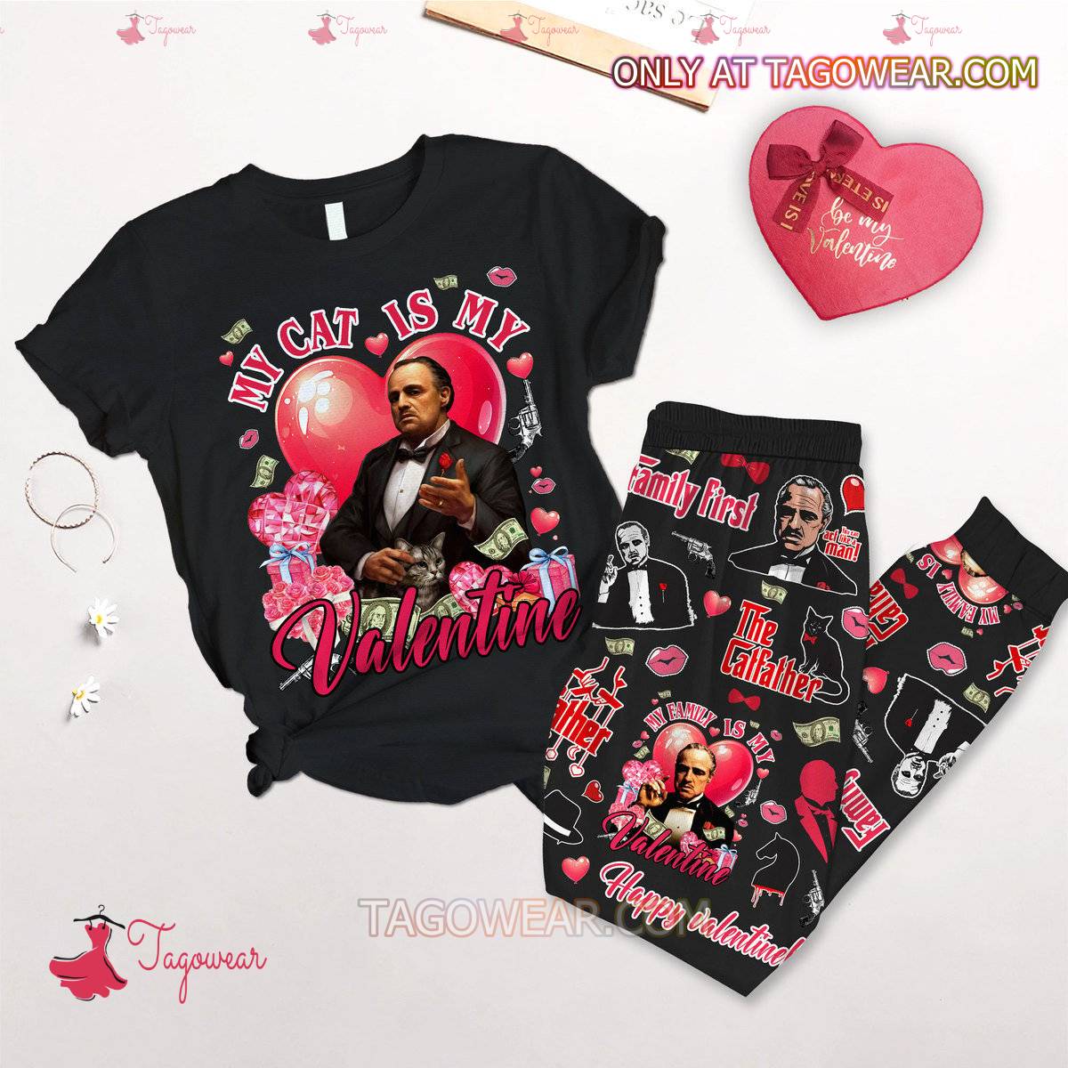 The Catfather My Cat Is My Valentine Pajamas Set