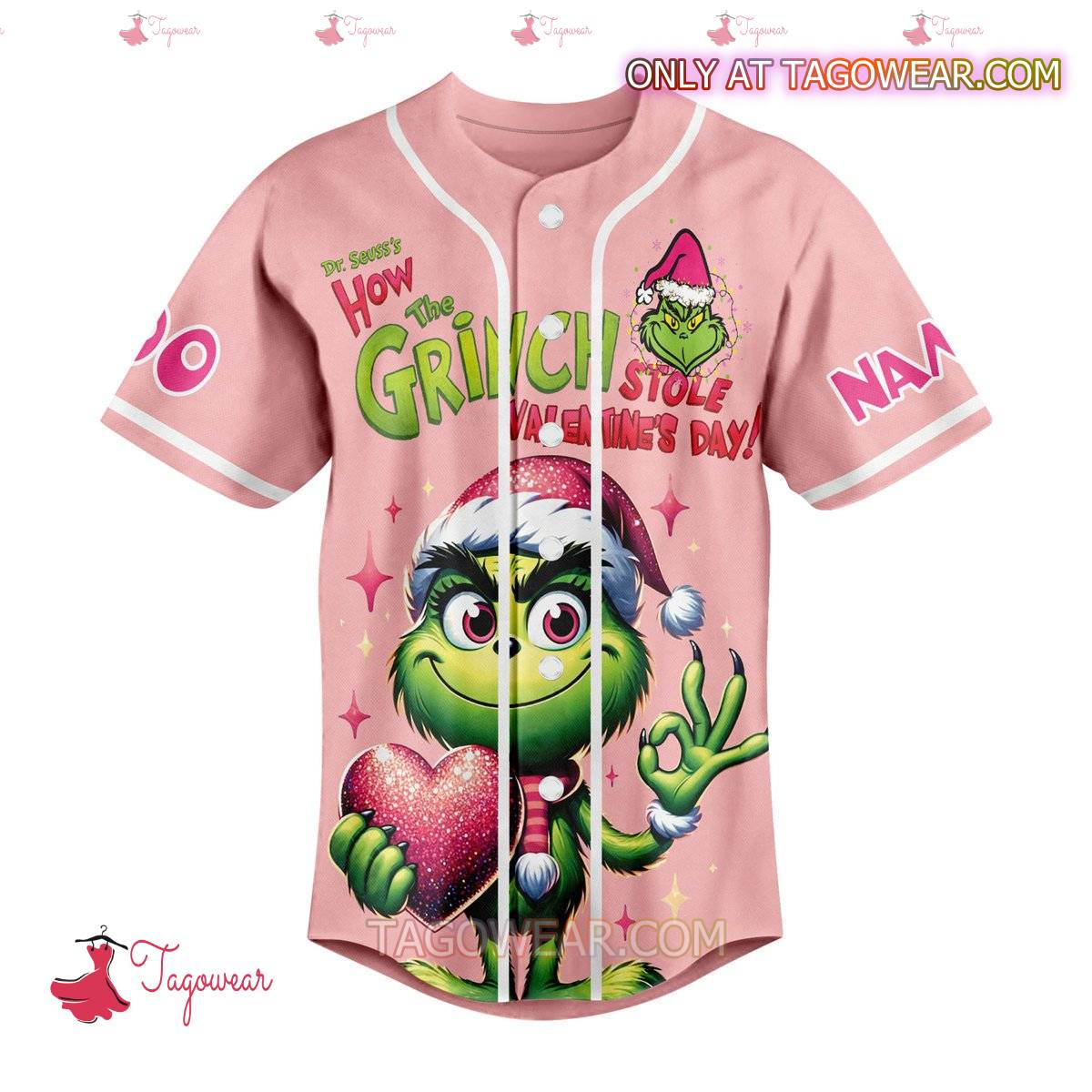 The Grinch Stole Valentine's Day Personalized Baseball Jersey b