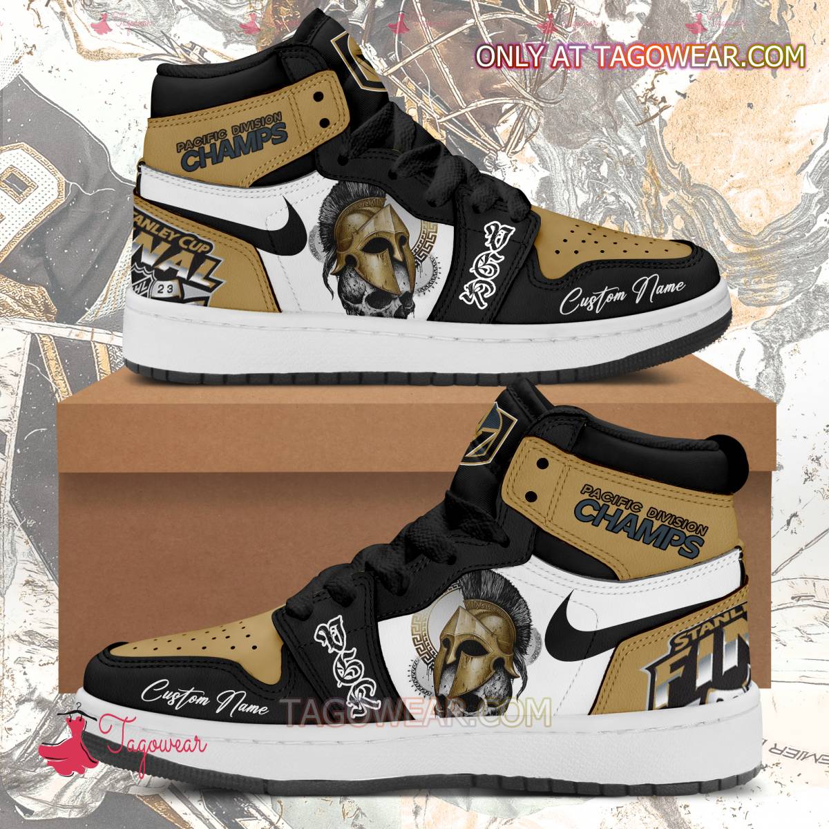 Vegas Golden Knight Pacific Division Champs Personalized Air Jordan High Top Shoes