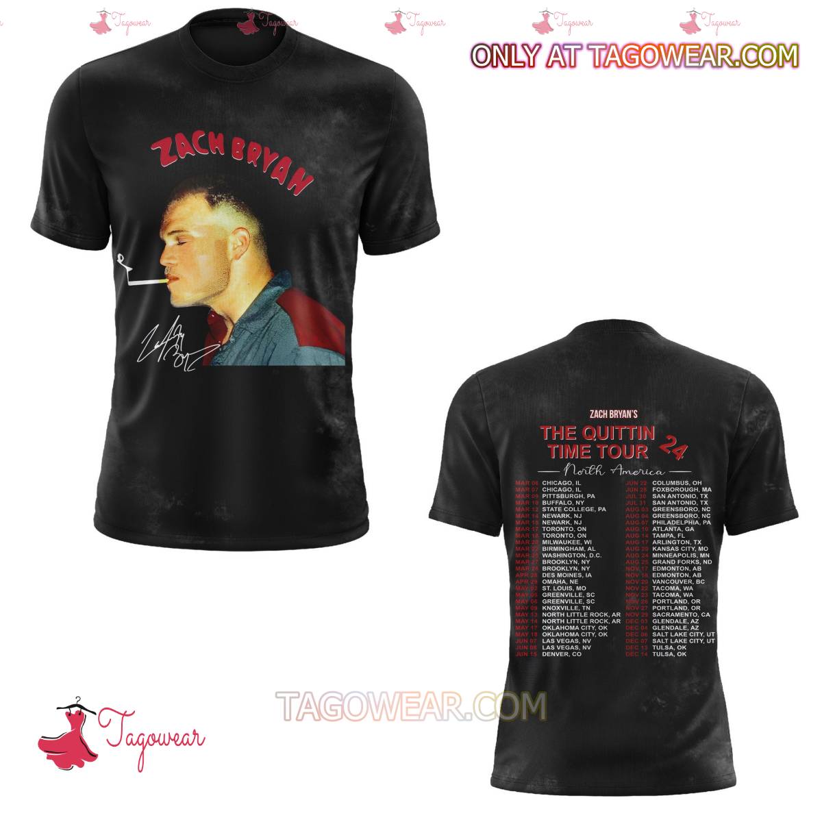 Zach Bryan The Quittin Time Tour 2024 North American T-shirt, Hoodie c