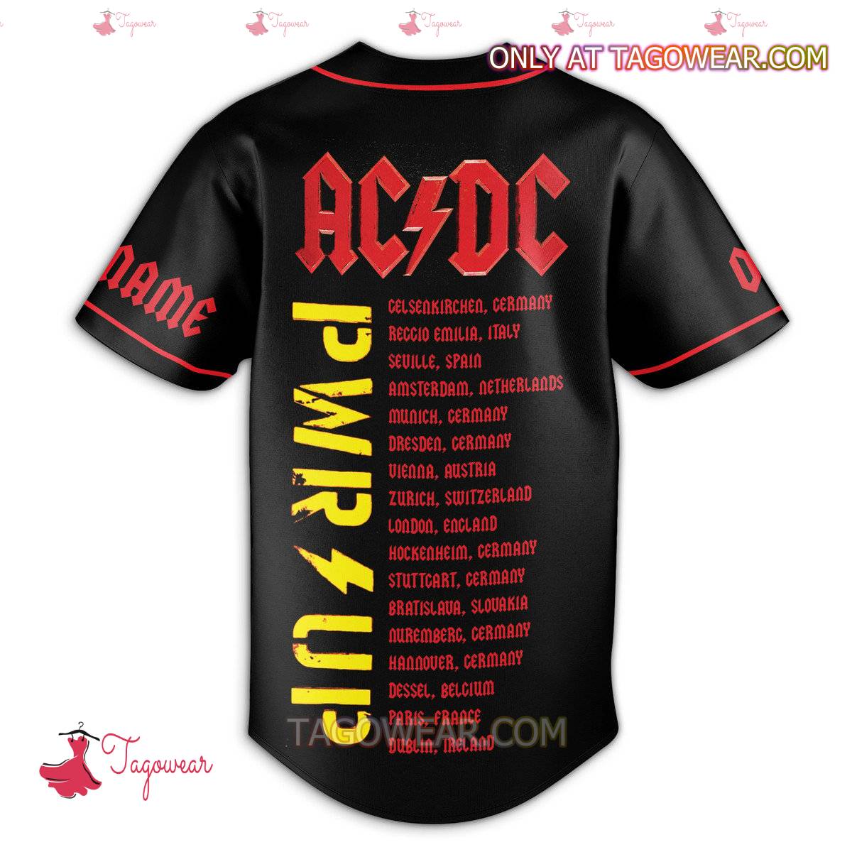 Ac Dc High Voltage Punk Power Up Tour Personalized Baseball Jersey a