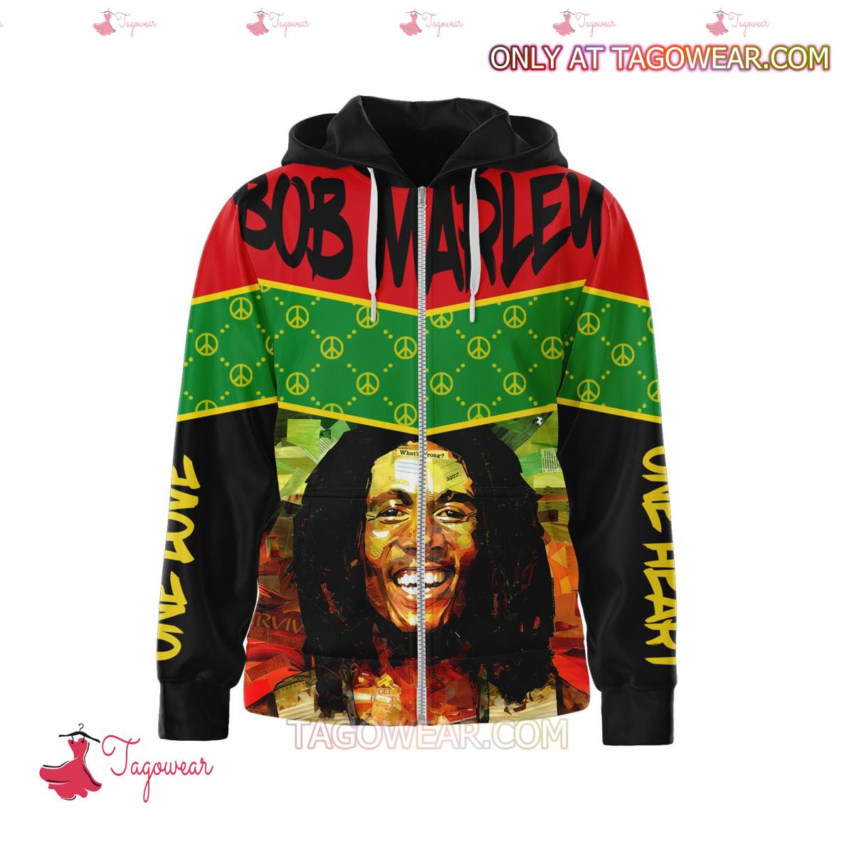 Bob Marley One Love Logo Monogram Hoodie a