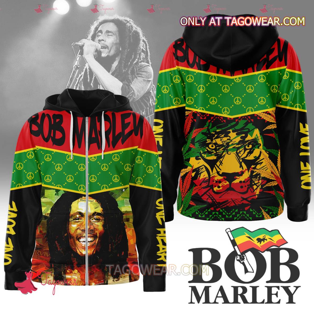 Bob Marley One Love Logo Monogram Hoodie