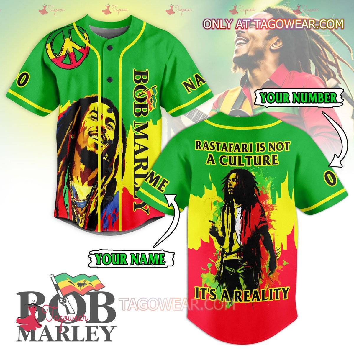 Bob Marley Rastafari Is Not A Culture It's A Reality Personalized Baseball Jersey