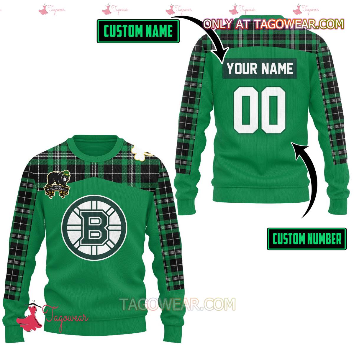 Boston Bruins Happy St. Patrick's Day Personalized T-shirt, Hoodie a