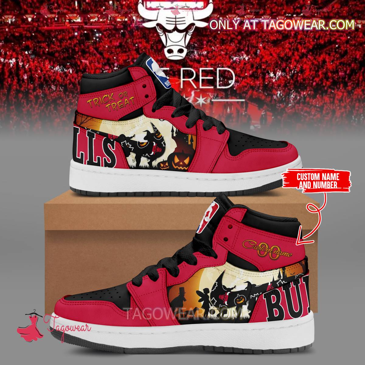 Chicago Bulls Halloween Trick Or Treat Personalized Air Jordan High Top Shoes