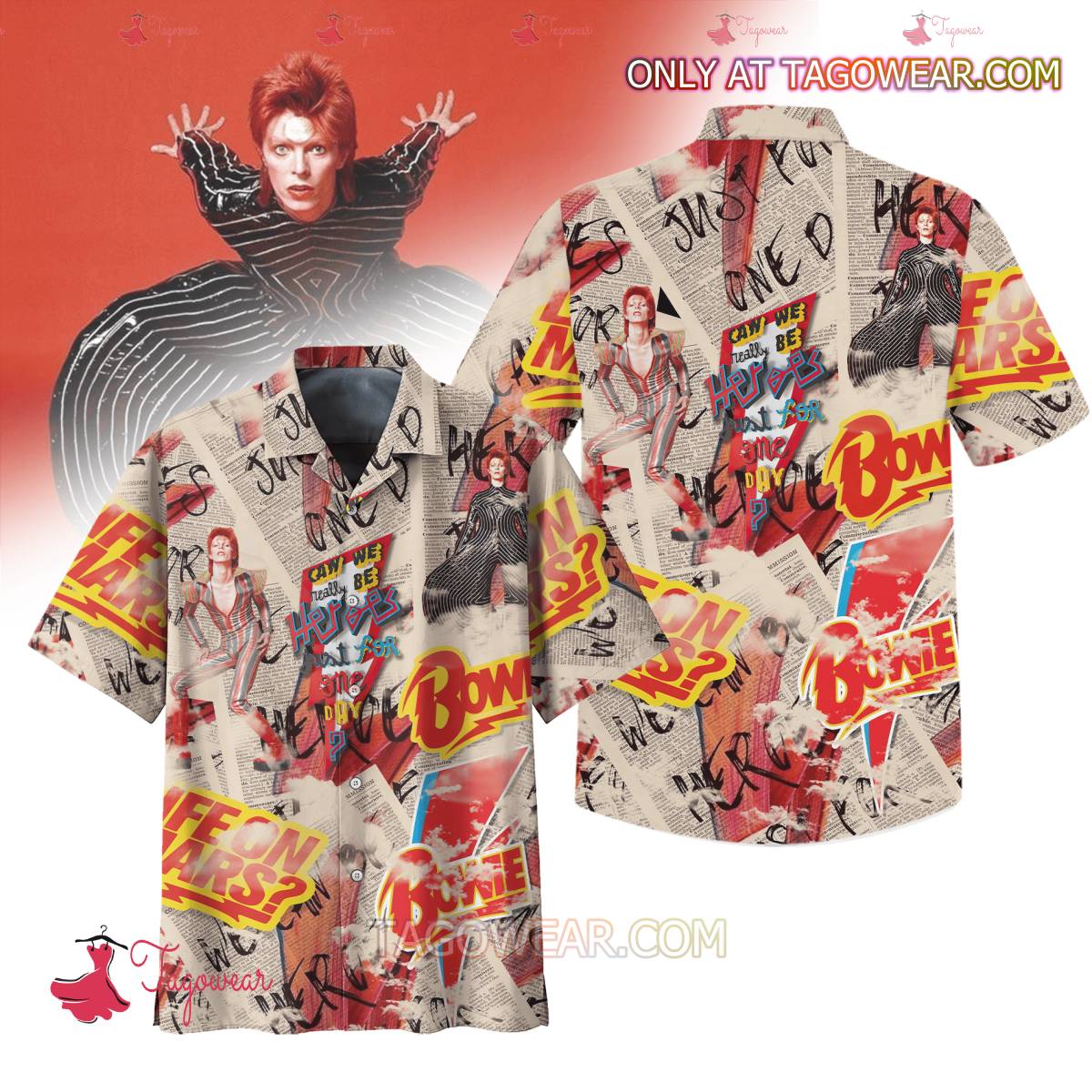David Bowie Can We Really Be Heroes Just For One Day Hawaiian Shirt