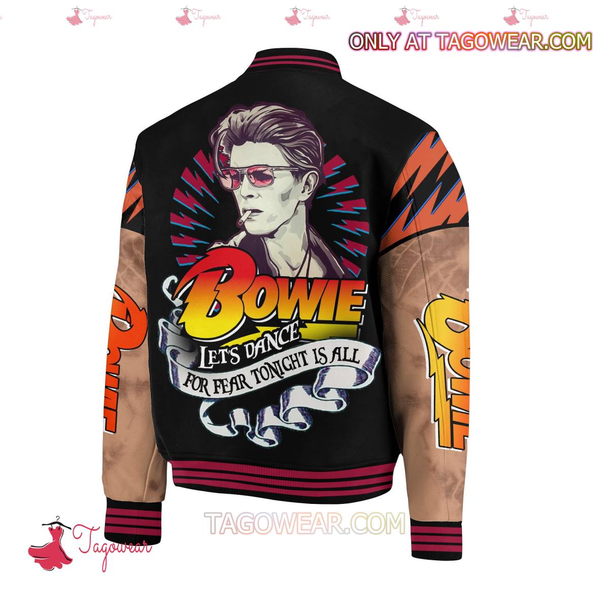 David Bowie Let's Dance For Fear Tonight Is All Baseball Jacket b