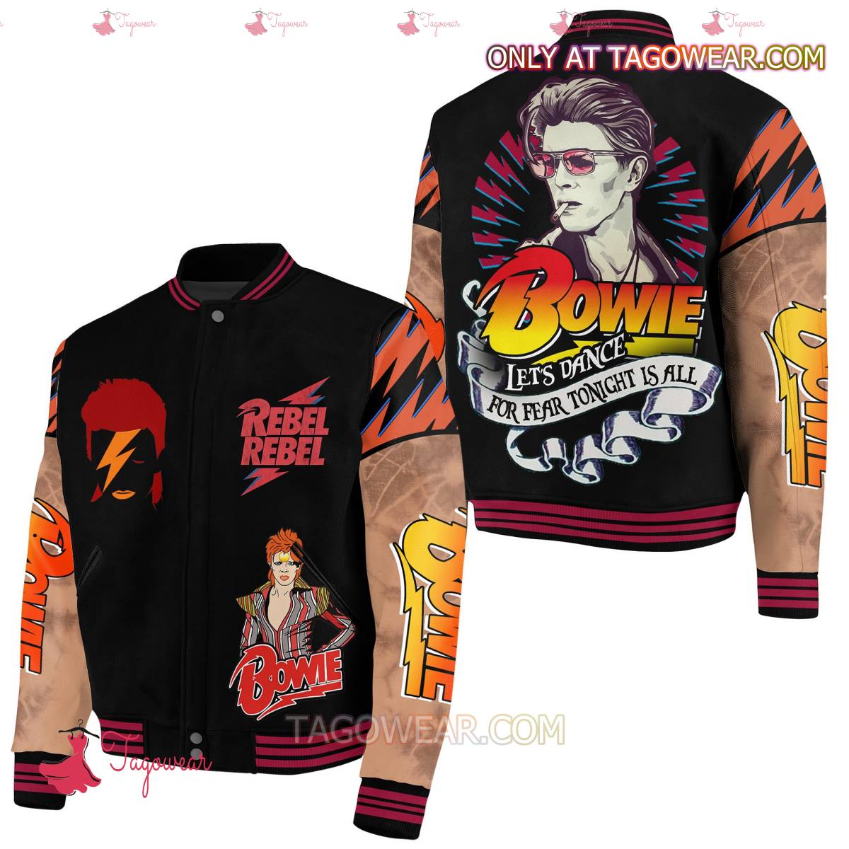 David Bowie Let's Dance For Fear Tonight Is All Baseball Jacket