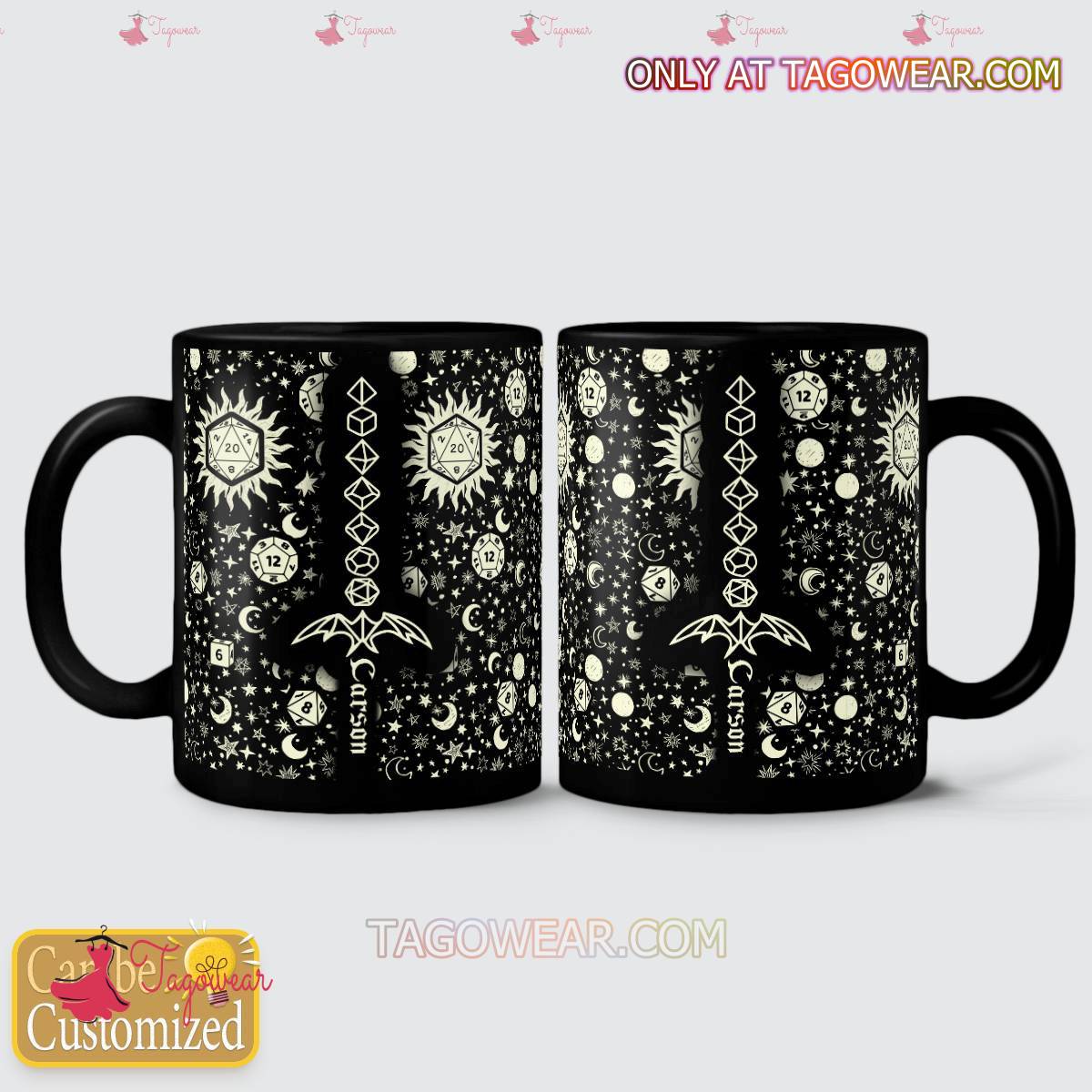 Dungeons And Dragons D20 Stars Constellation Night Sky Personalized Black Mug a
