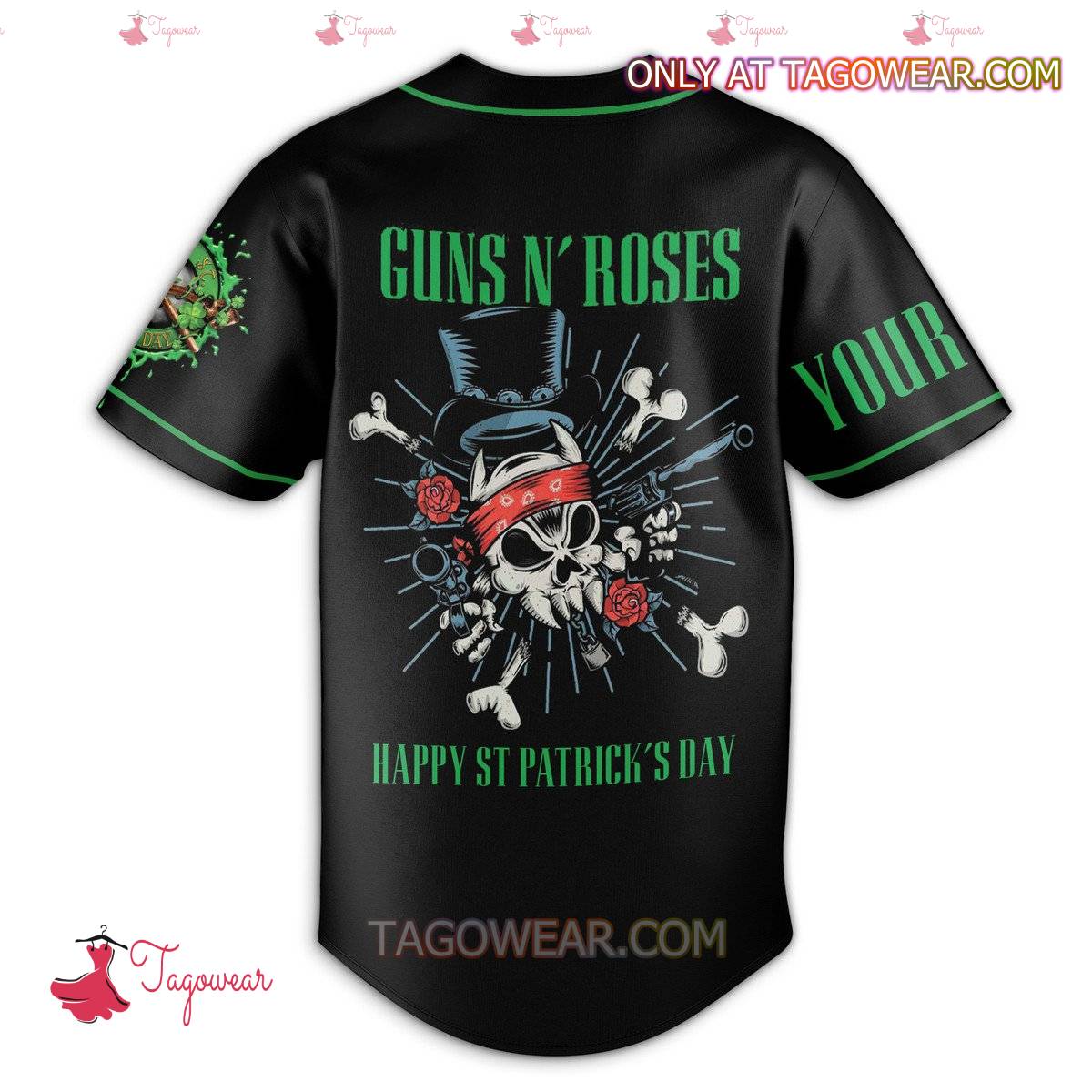 Guns N' Roses Happy St. Patrick's Day Personalized Baseball Jersey a