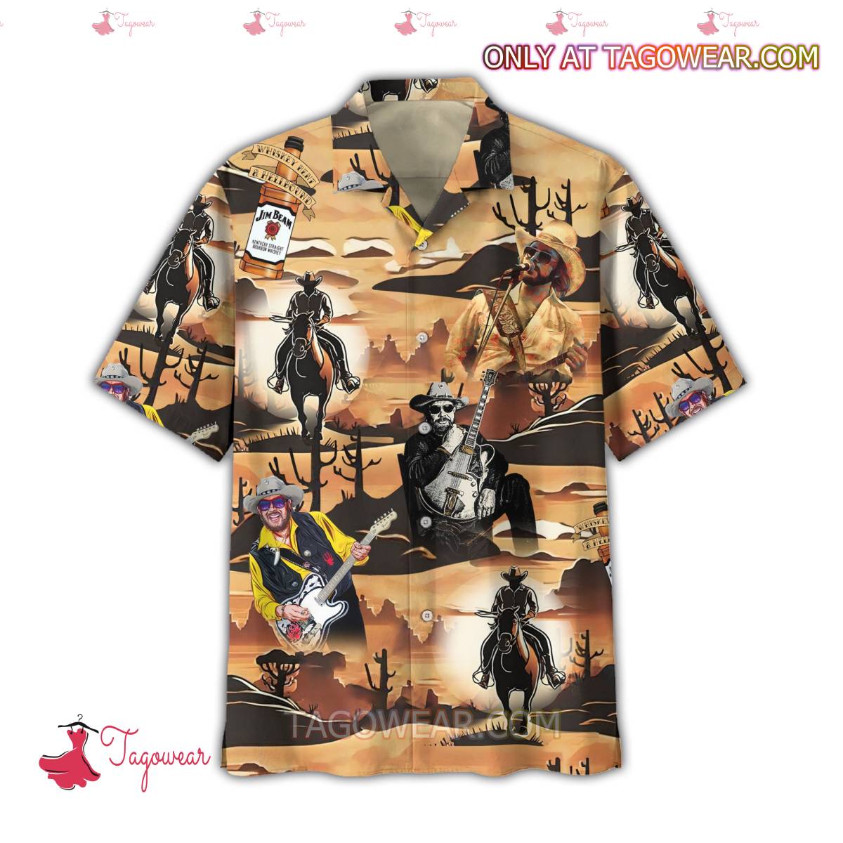 Hank Williams Jr. Cowboy Hawaiian Shirt a
