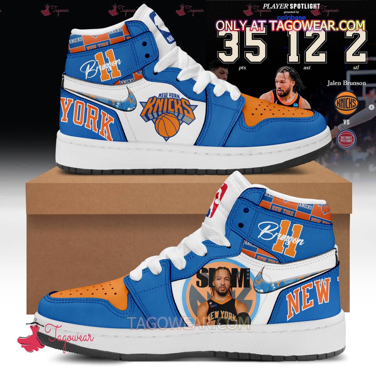 Jalen Brunson New York Knicks Air Jordan High Top Shoes