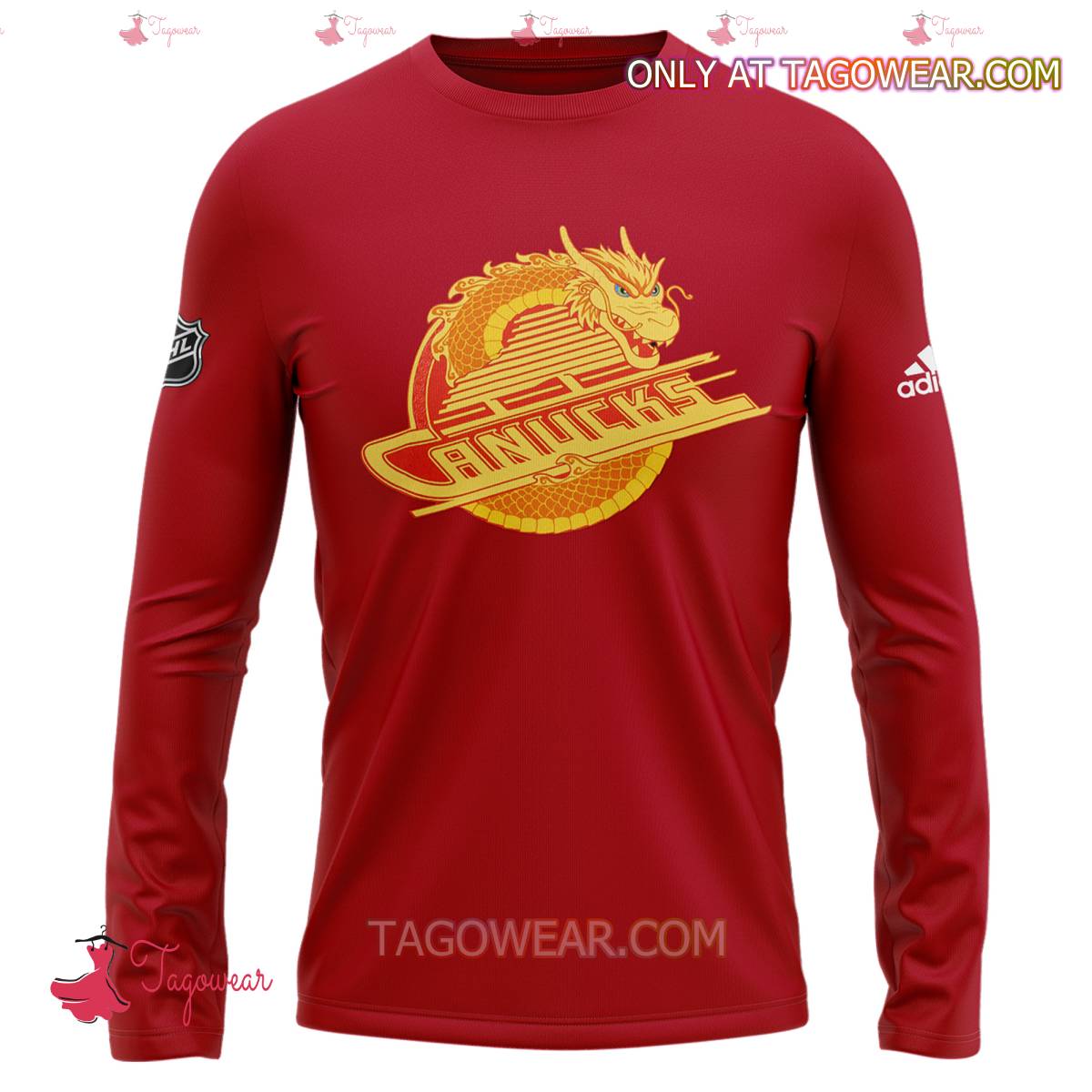 Lunar New Year Vancouver Canucks NHL Red Long Sleeve Shirt a