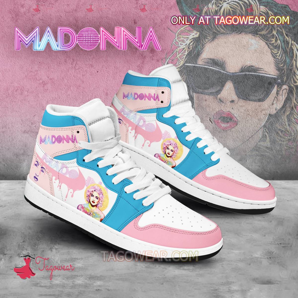 Madonna Singer Pink Air Jordan High Top Shoes a