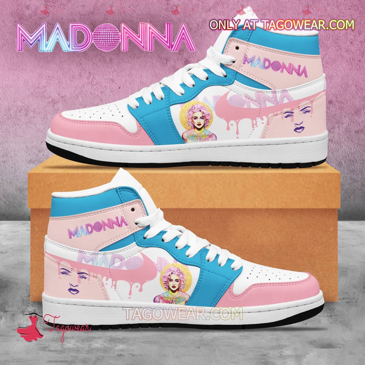 Madonna Singer Pink Air Jordan High Top Shoes