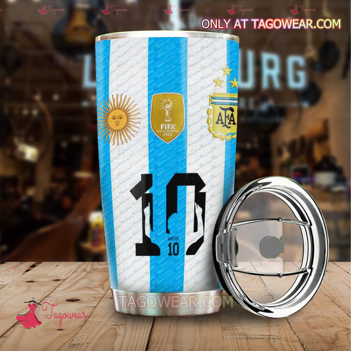 Messi 10 Legend Blue And White Stripes Tumbler a