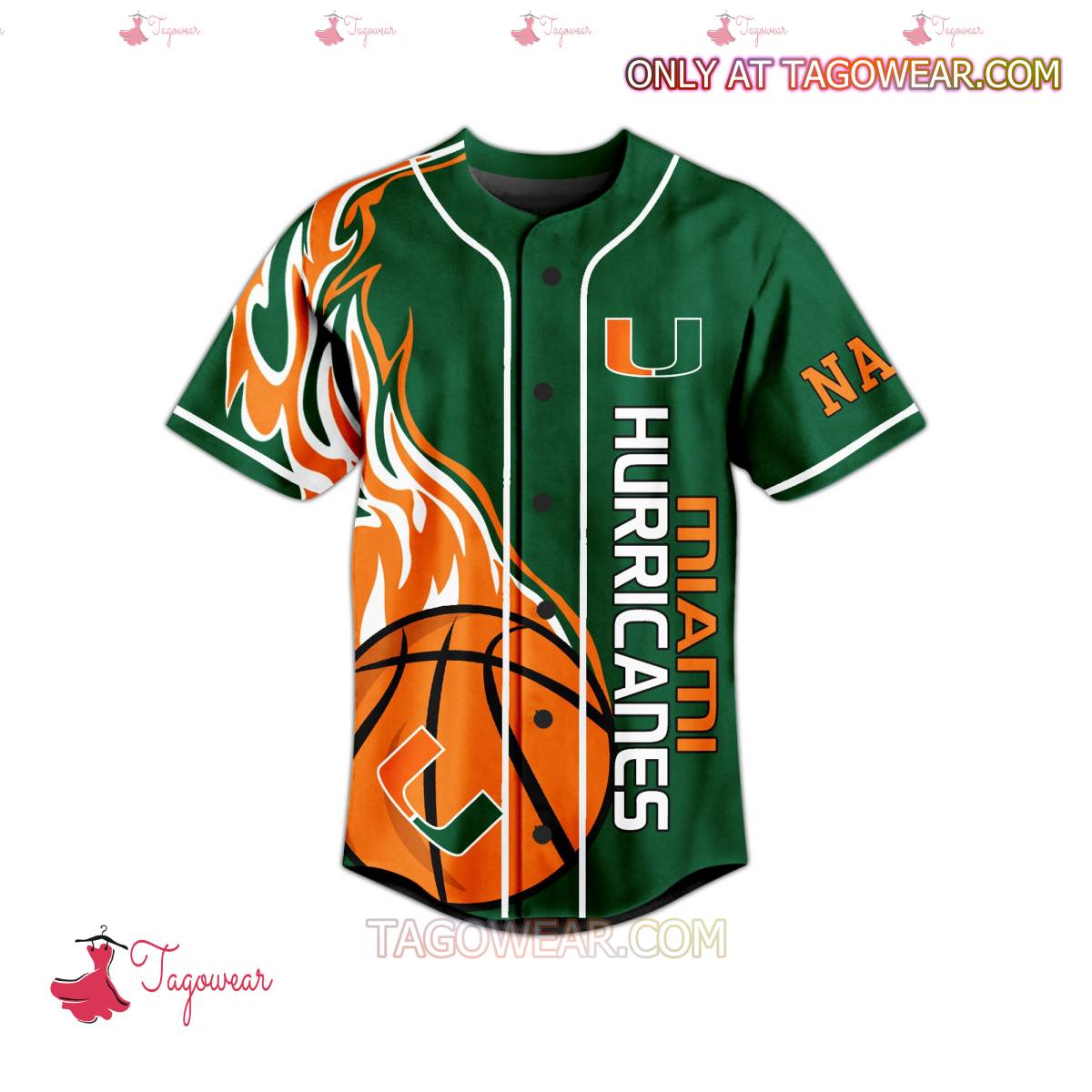 Miami Hurricanes It's All About The U Fire Ball Personalized Baseball Jersey a