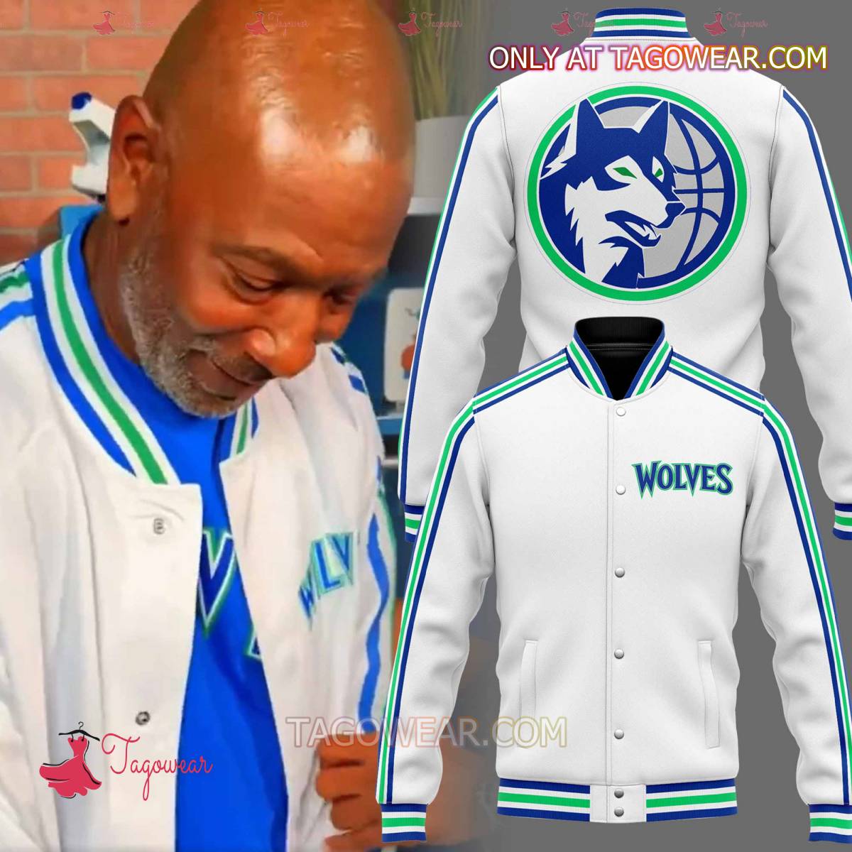 Minnesota Timberwolves Green And Blue Stripes Baseball Jacket