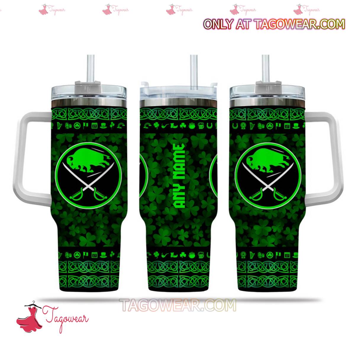 NHL Buffalo Sabres Happy St. Patricks Day Personalized 40oz Tumbler With Handle