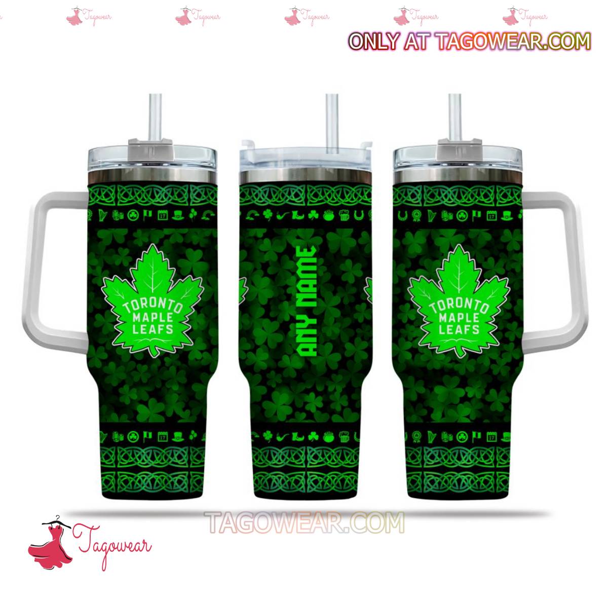 NHL Toronto Maple Leafs Happy St. Patricks Day Personalized 40oz Tumbler With Handle