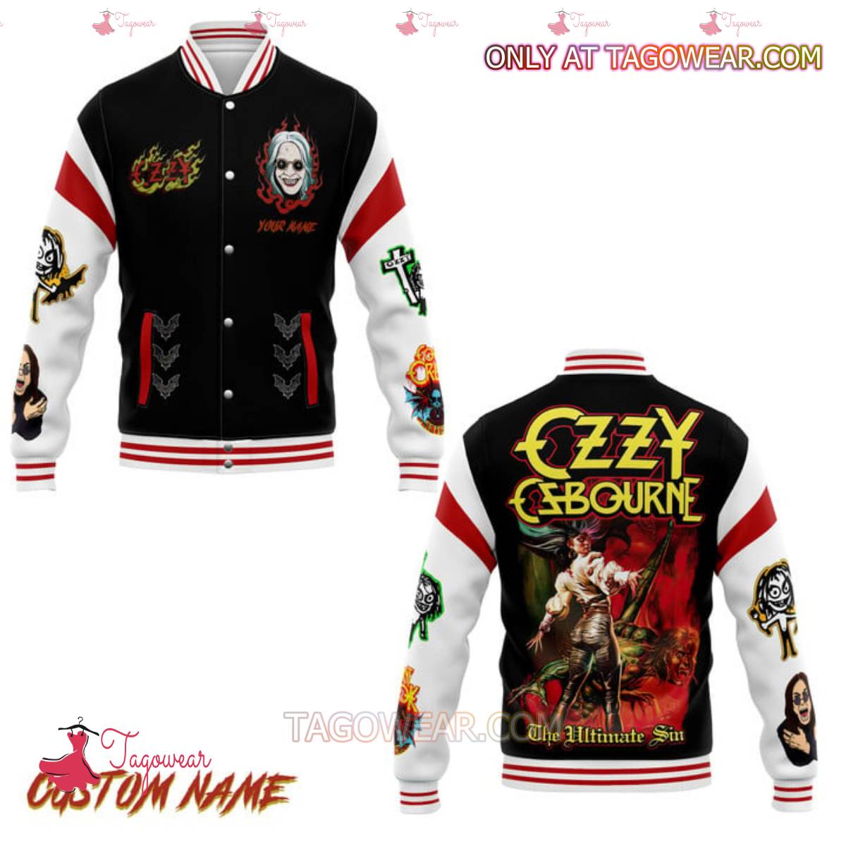 Ozzy Osbourne Band The Ultimate Sin Personalized Baseball Jacket