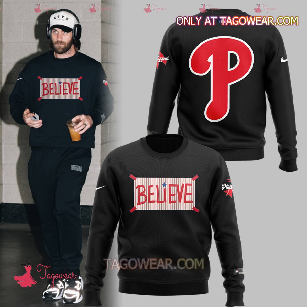 Philadelphia Phillies Believe Philly Goat Black Sweatshirt